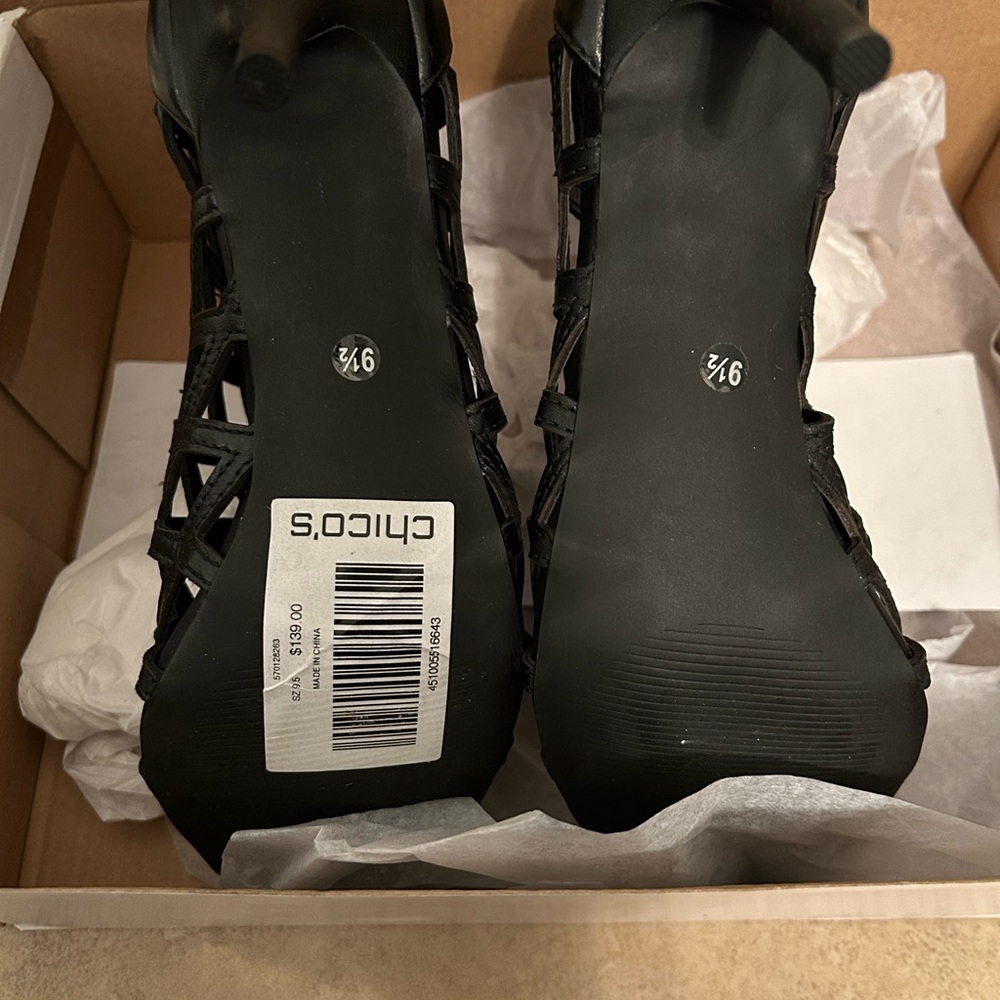 NIB Chicos black cage heels size 9.5 - Picture 2 of 4